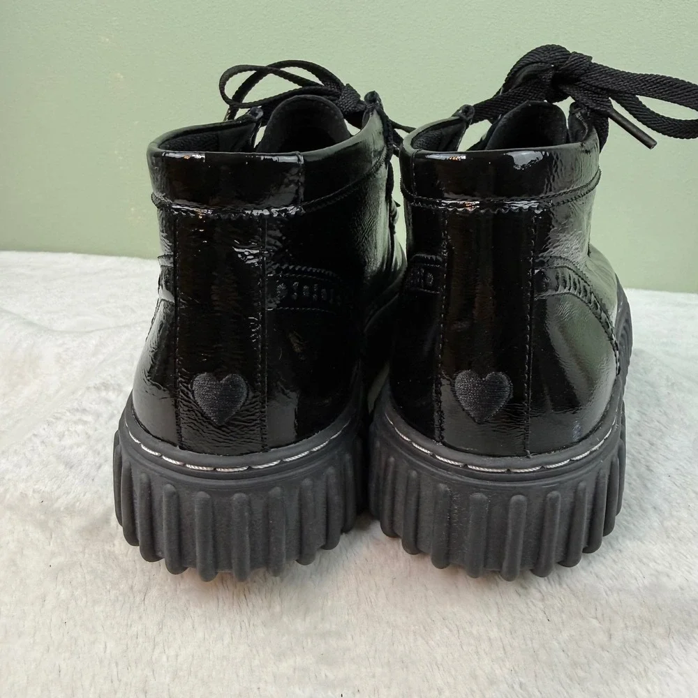 Clarks Torhill‎ Hi Black Patent Leather Heart Kiltie Boots Mens 8 261822607070